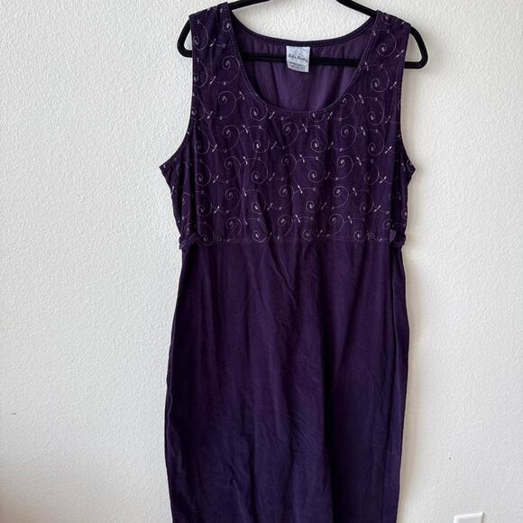 Vintage purple corduroy dress midi - Picture 3 of 7